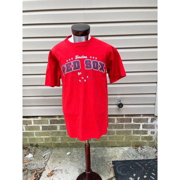 Boston Red Sox Pride Champions 1903 -2001 T-Shirt‎ Majestic 100% Cotton Red - Picture 3 of 6